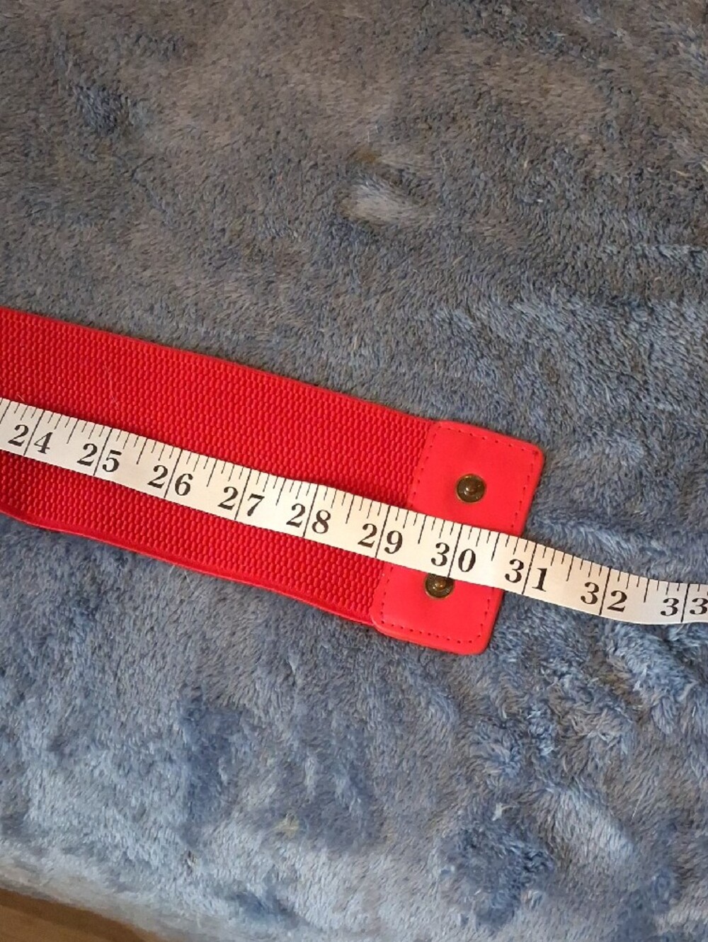 Wide Red Elastic Stretchy Statement Waist Belt with Double Buckle Detail - Picture 8 of 8
